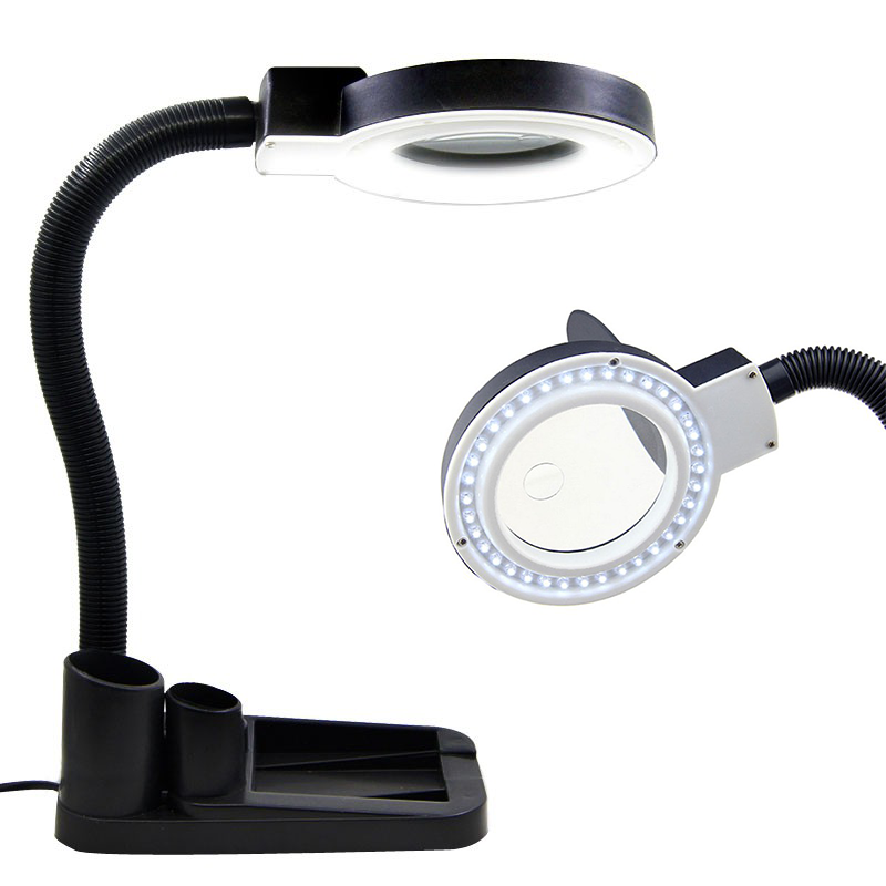 Kính lúp phóng đại 10X K5 dùng sửa chữa để bàn có đèn LED