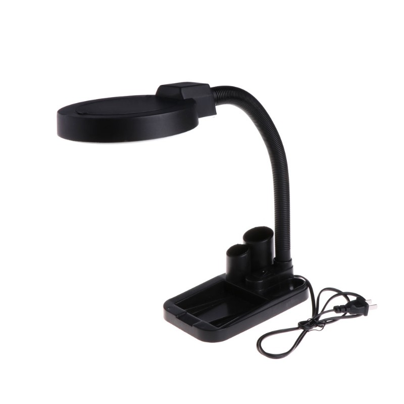 Kính lúp phóng đại 10X K5 dùng sửa chữa để bàn có đèn LED