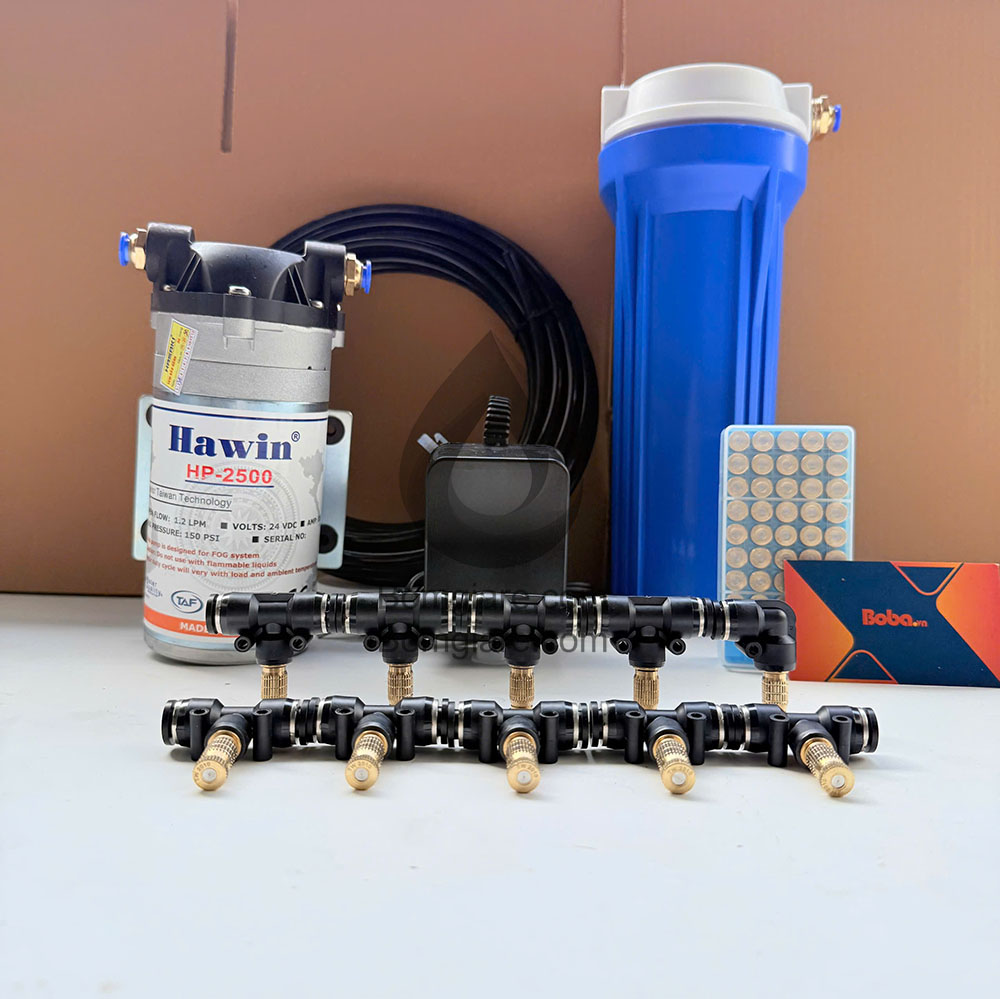 Bộ phun sương tưới lan phun sương làm mát nhà quán cafe  Hawin HP-2500 15 béc