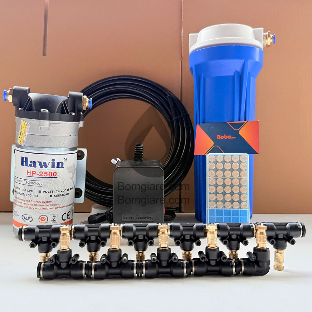 Bộ phun sương tưới lan pun sương làm mát nhà quán cafe  Hawin HP-2500 15 béc