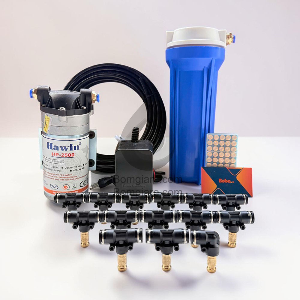 Bộ phun sương làm mát không khí 20 đầu phun - Bơm Hawin HP 2500