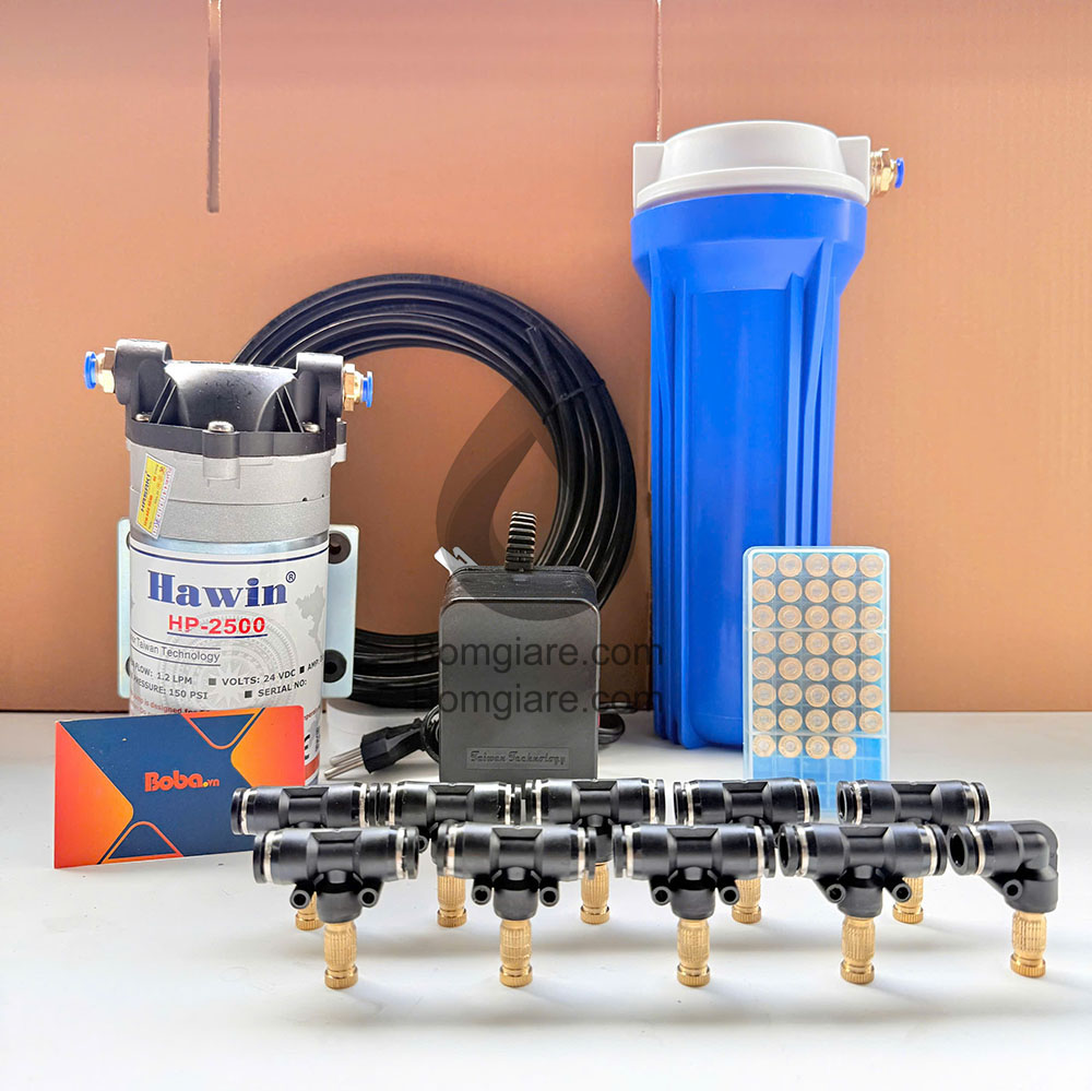 Bộ phun sương làm mát không khí 20 đầu phun - Bơm Hawin HP 2500