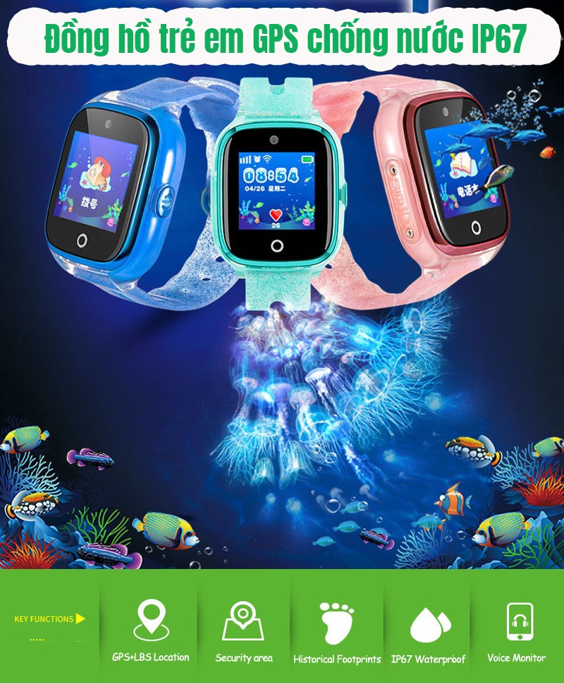 Đồng hồ định vị trẻ em chống nước DF34 - Định vị kép GPS & LPS