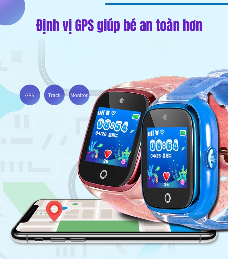 Đồng hồ định vị trẻ em chống nước DF34 - Định vị kép GPS & LPS
