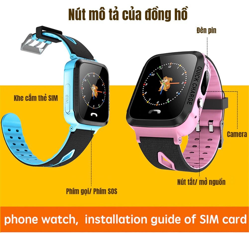 Đồng hồ định vị trẻ em V68G có hỗ trợ nghe gọi và sim 4G
