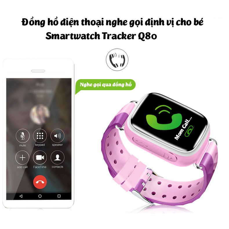 Đồng hồ gọi điện trẻ em GPS E80S N Original có tiếng Việt (Màu Hồng Tím)