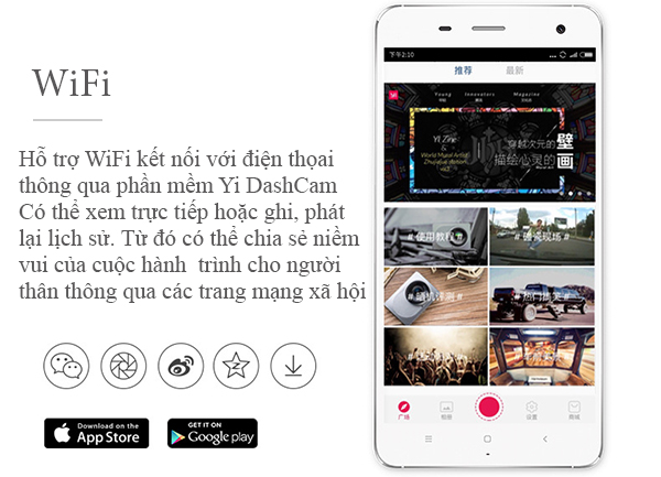 Camera hành trình xe hơi Xiaomi Yi car DVR 1080P [QUỐC TẾ]