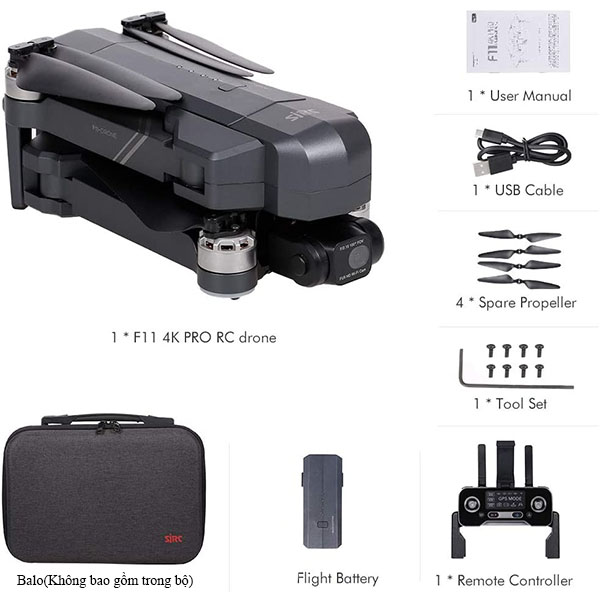 Flycam SJRC F11S Pro Camera 4K Gimbal 2 Trục