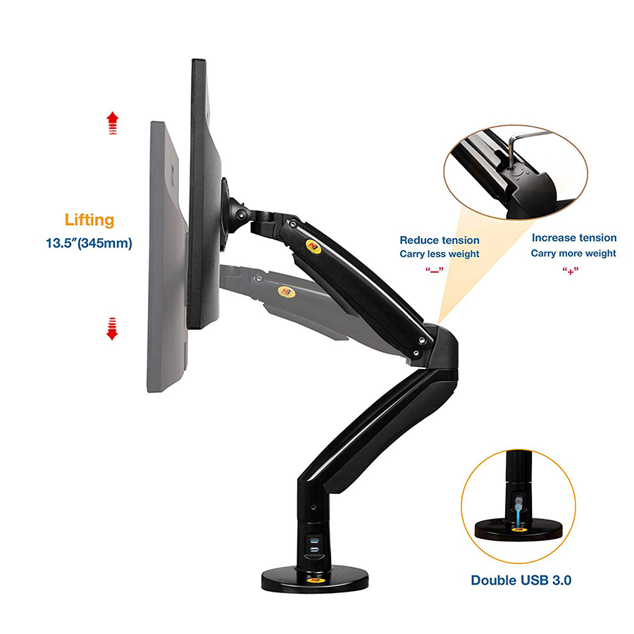 Giá treo màn hình tivi máy tính gắn bàn North Bayou F80 (17 - 30 inch)