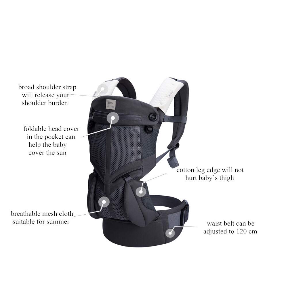 Địu cho bé đa năng cao cấp Bebamour Bebear Baby Wrap Carrier có mũ che