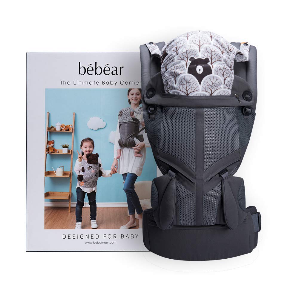 Địu cho bé đa năng cao cấp Bebamour Bebear Baby Wrap Carrier có mũ che