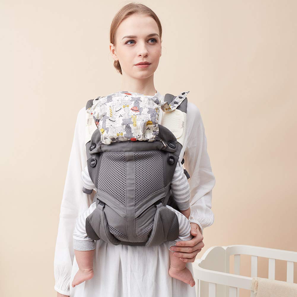Địu cho bé đa năng cao cấp Bebamour Bebear Baby Wrap Carrier có mũ che