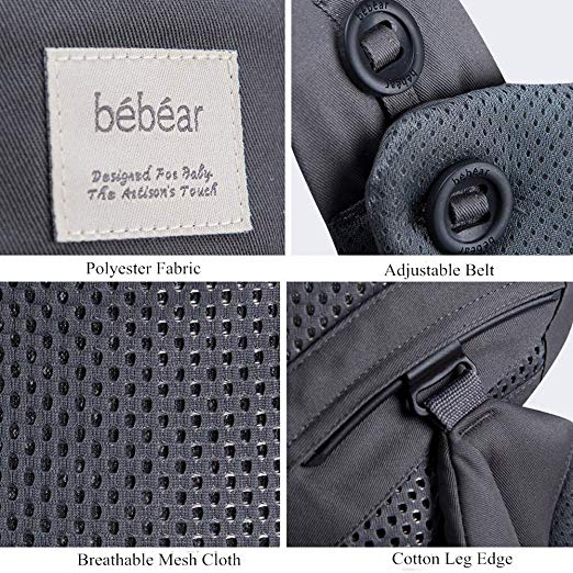 Địu cho bé đa năng cao cấp Bebamour Bebear Baby Wrap Carrier có mũ che