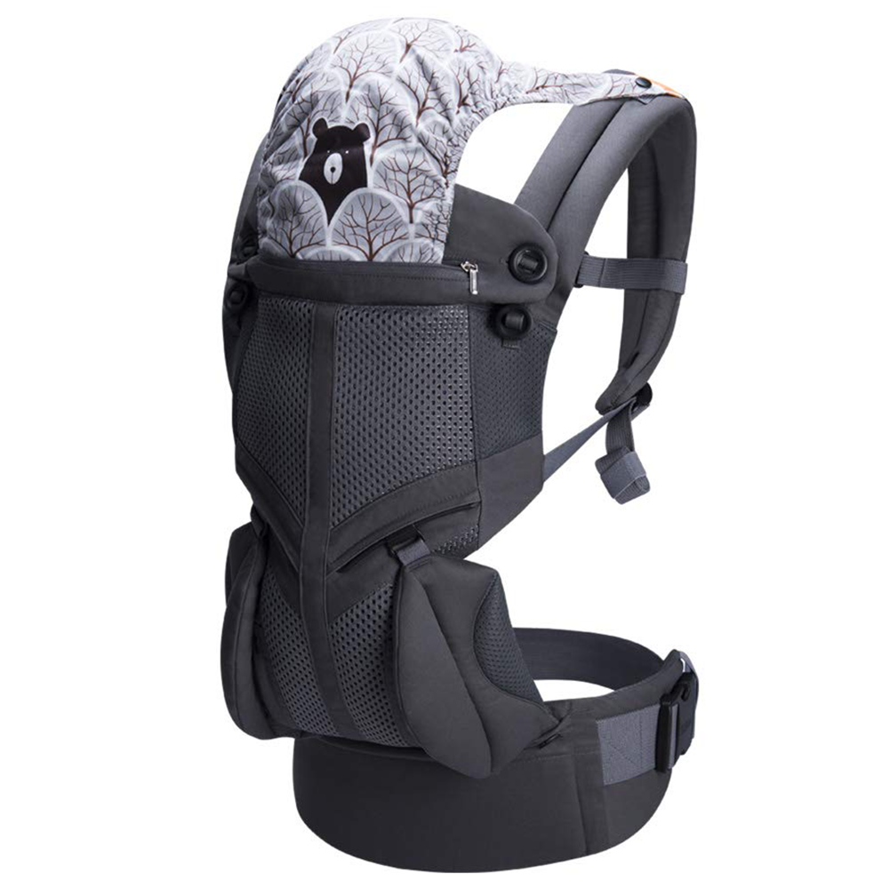 Địu cho bé đa năng cao cấp Bebamour Bebear Baby Wrap Carrier có mũ che