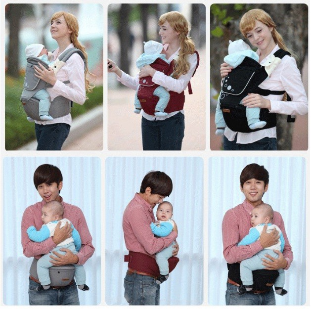 Địu em bé có ghế ngồi Aimama Hàn Quốc chính hãng