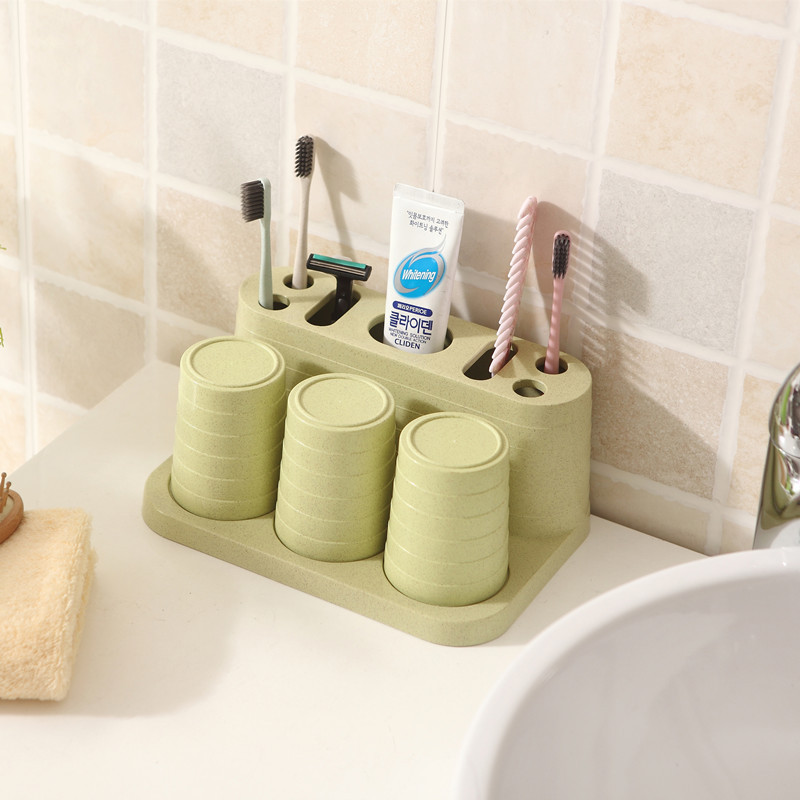 Bộ dụng cụ đựng kem đánh răng lúa mạch TH271 - Đầy đủ ly