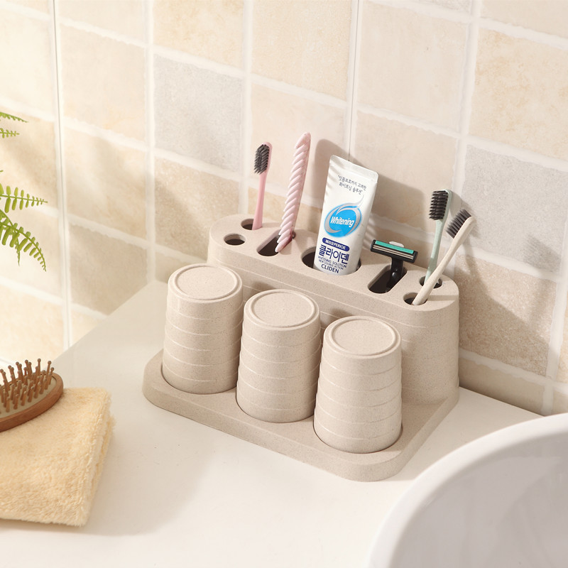 Bộ dụng cụ đựng kem đánh răng lúa mạch TH271 - Đầy đủ ly