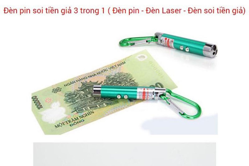 Móc khóa đèn pin soi tiền và Lazer 3 chức năng