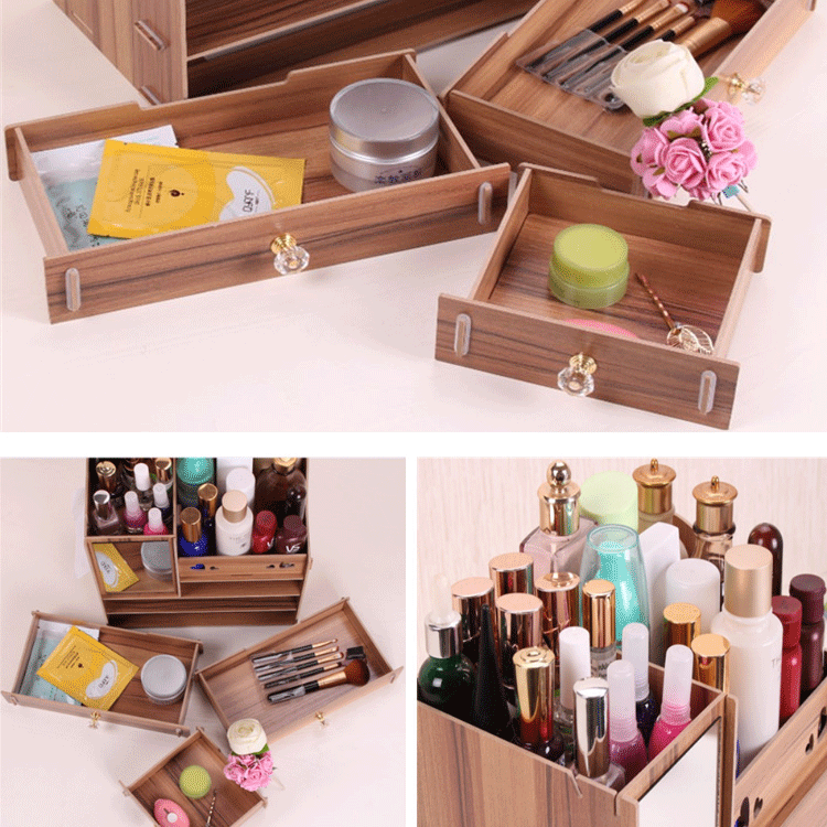 Hộp đựng mỹ phẩm 4 ngăn có gương BB1632