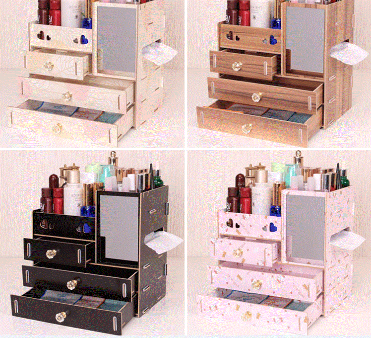 Hộp đựng mỹ phẩm 4 ngăn có gương BB1632