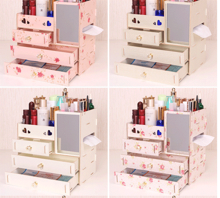 Hộp đựng mỹ phẩm 4 ngăn có gương BB1632