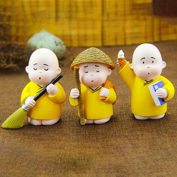Bộ tượng 3 Chú Tiểu áo vàng
