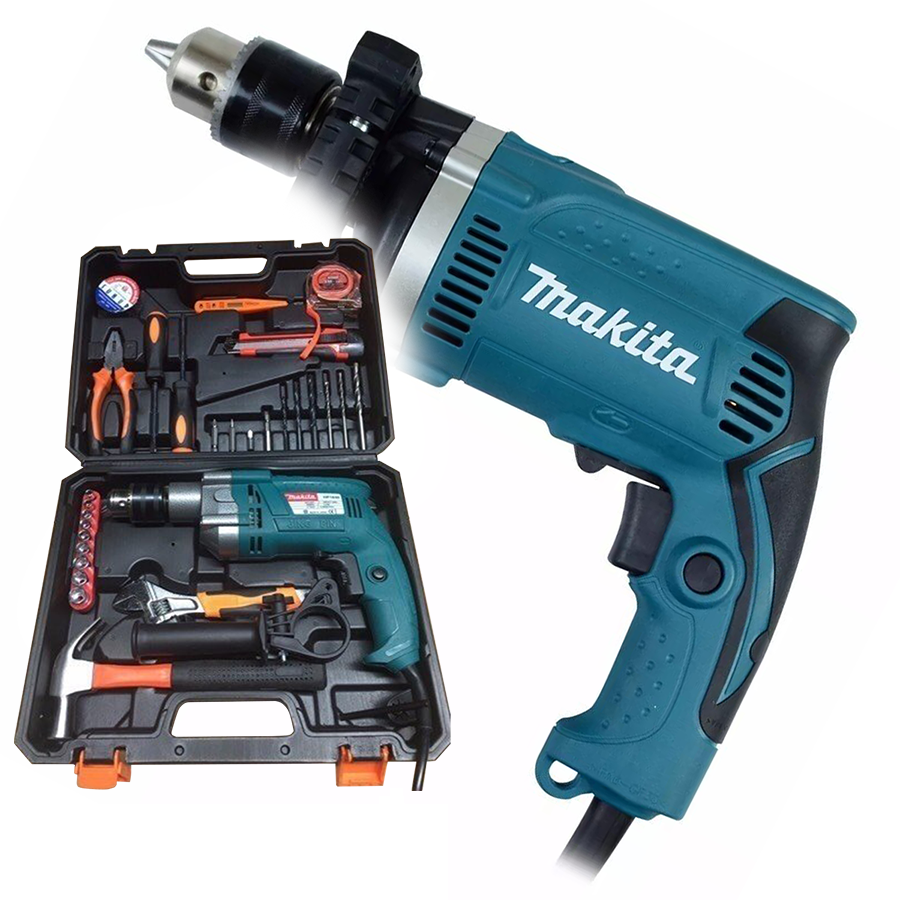 Máy khoan bê tông Makita HP1630 Full Set đầy đủ mũi khoan búa kềm và dao
