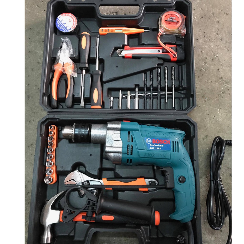 Máy Khoan Tường Sắt Gỗ 13 Ly Bosch Full Đồ Nghề