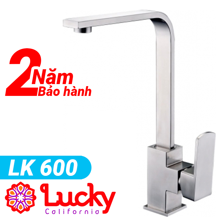 Vòi rửa bát nóng lạnh cao cấp LK 600 Lucky - Chính hãng Inox mờ