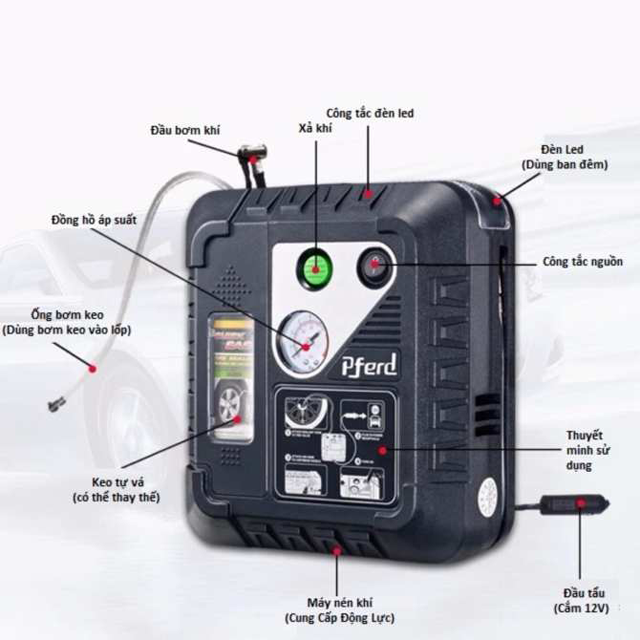 Bơm ô tô tự vá lốp xe thông minh Pferd