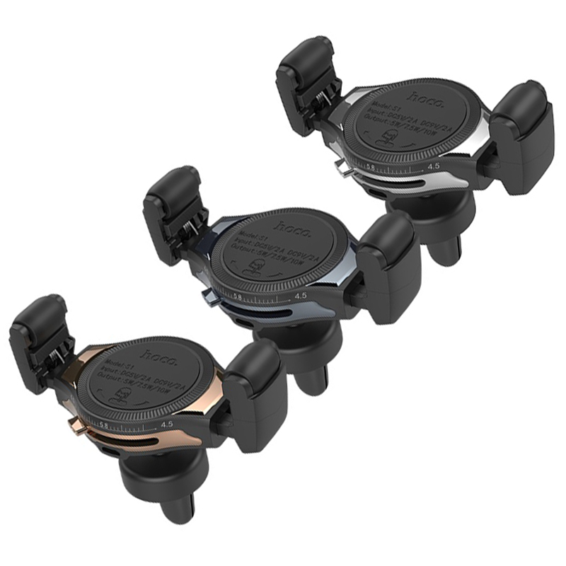 Đế sạc không dây kiêm kẹp điện thoại xe hơi Hoco S1 chính hãng