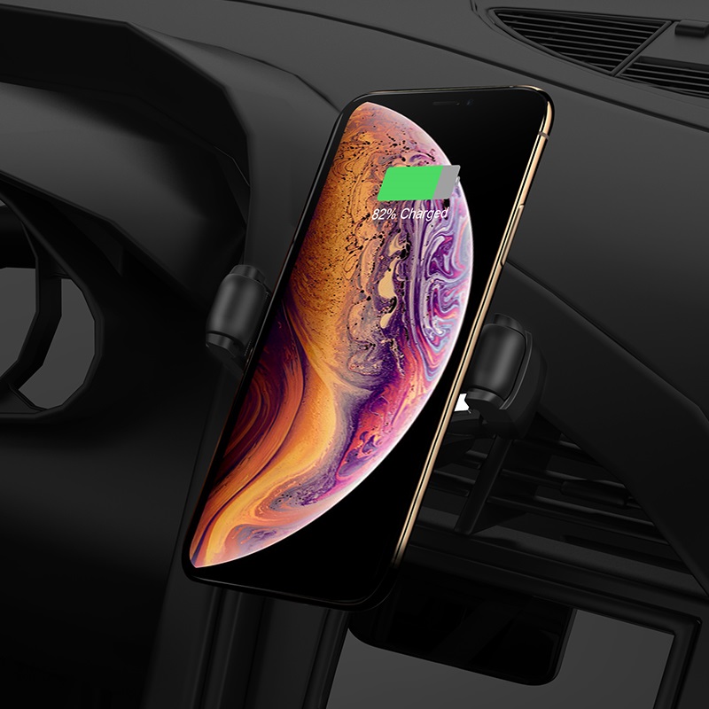 Đế sạc không dây kiêm kẹp điện thoại xe hơi Hoco S1 chính hãng