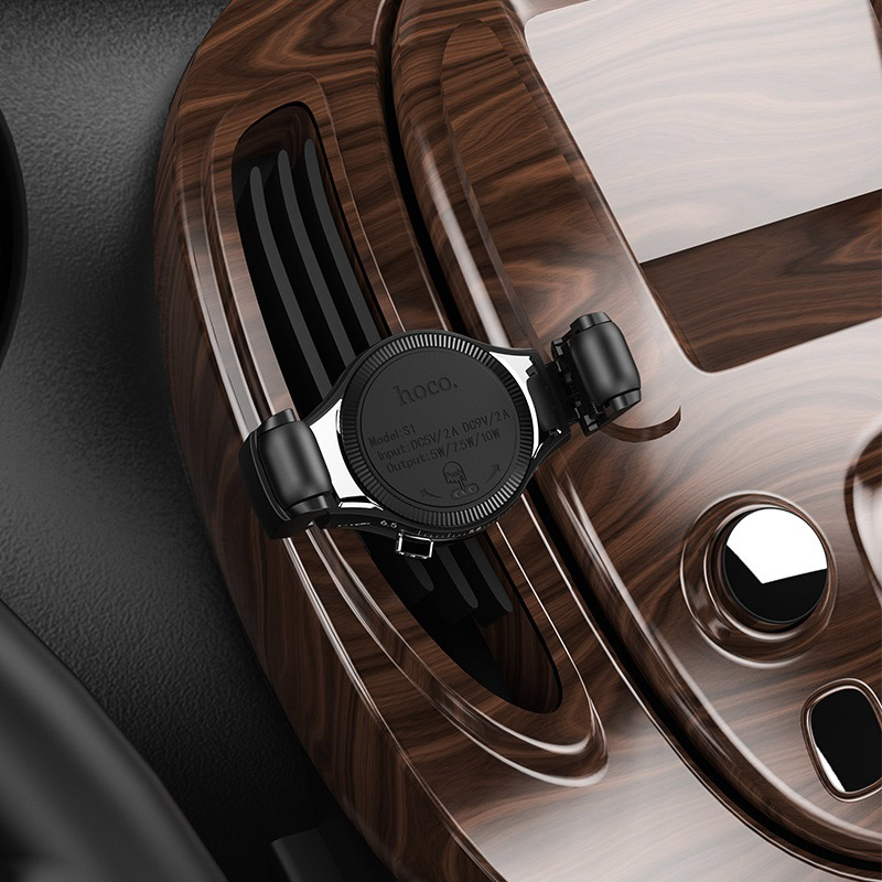 Đế sạc không dây kiêm kẹp điện thoại xe hơi Hoco S1 chính hãng