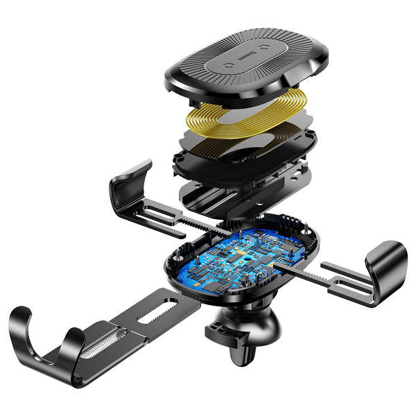 Giá Kê Kẹp Giữ Điện Thoại Kiêm Sạc Không Dây Qi 2.0 Baseus NV01