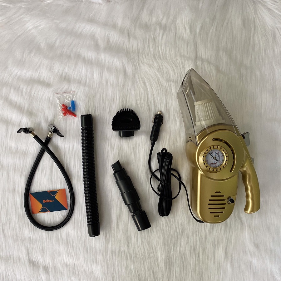 Máy hút bụi xe hơi cao cấp đa nắng 4 IN 1 T9 - Kiêm đèn pin bơm lốp và đo áp suất