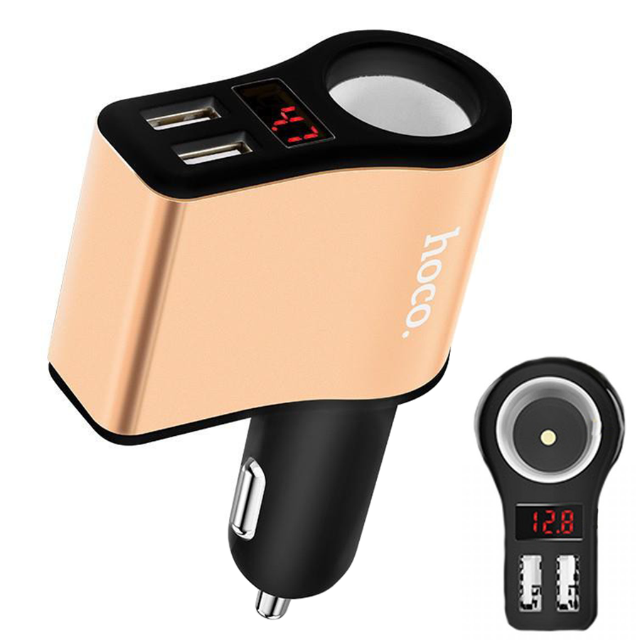 Cốc sạc xe hơi Hoco Z10 chính hãng có đèn Led hiển thị