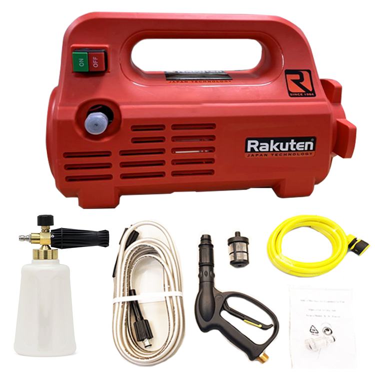 Bơm rửa xe tăng áp Rakuten 2300W - 120 Bar 7L/Phút kèm bình bọt tuyết