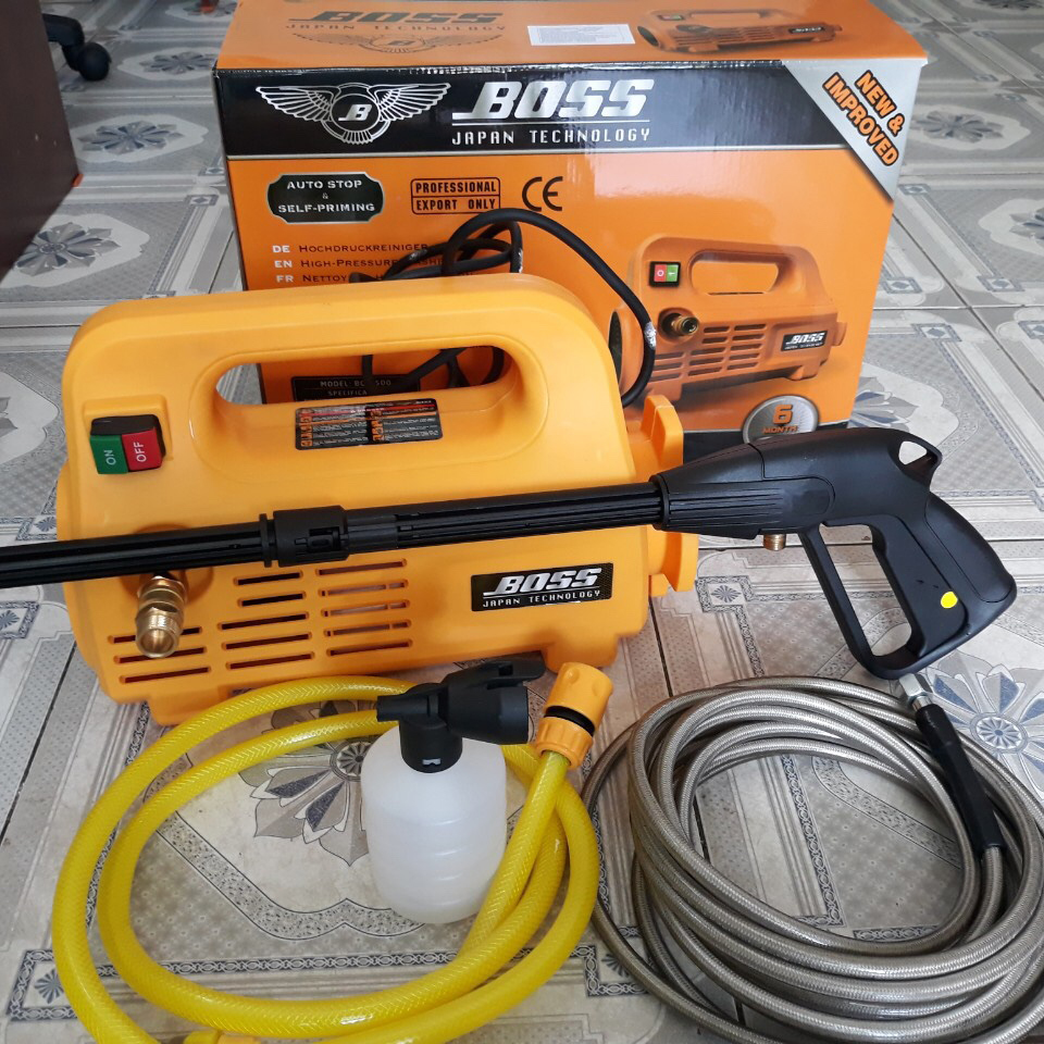 Máy xịt rửa xe áp lực cao BOSS 2500W - Tặng kèm bình tạo bọt tuyết