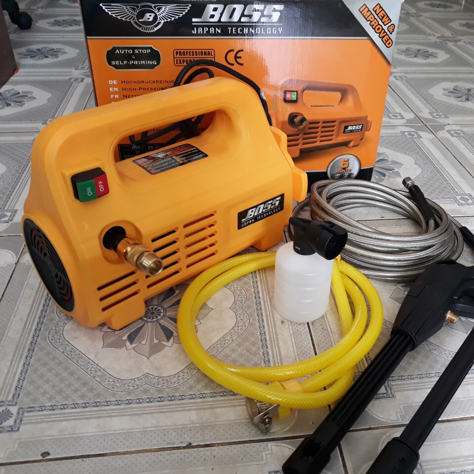 Máy xịt rửa xe áp lực cao BOSS 2500W - Tặng kèm bình tạo bọt tuyết