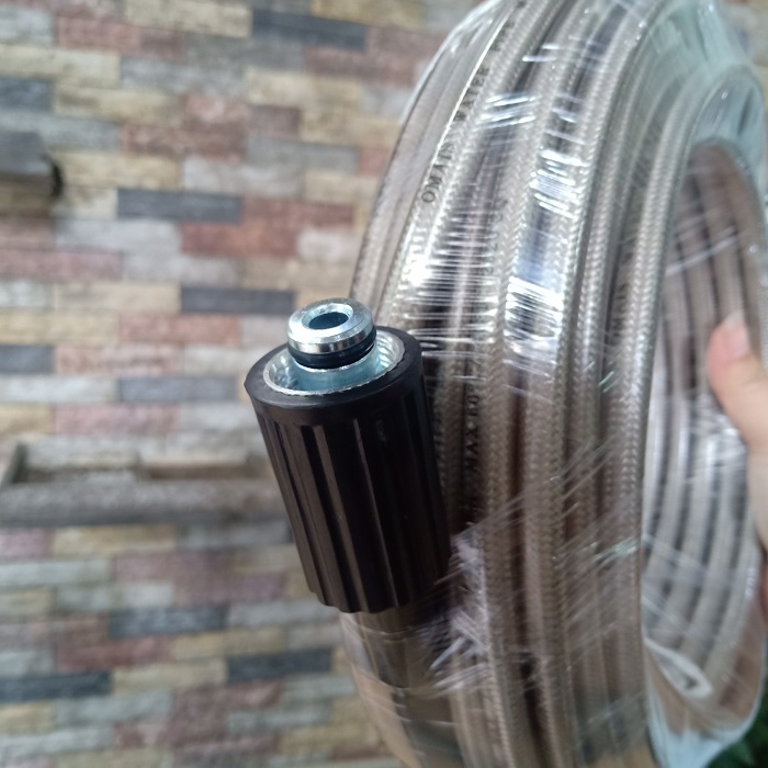 Dây xịt rửa xe 20m (Dây bố trắng - 2 đầu lớn) ren trong 22mm