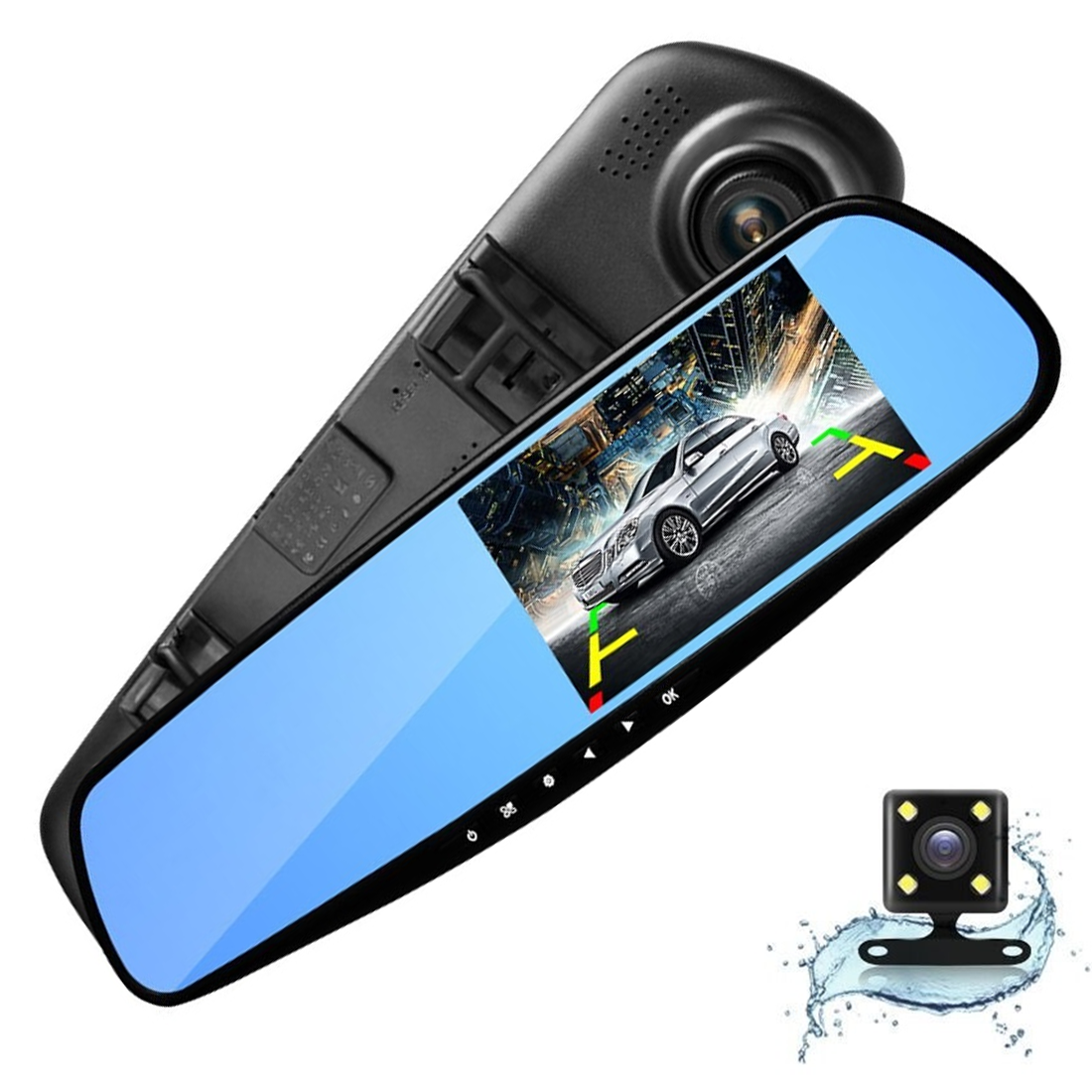 Camera hành trình dạng gương L909C 2.7 inch Full HD - Có camera lùi