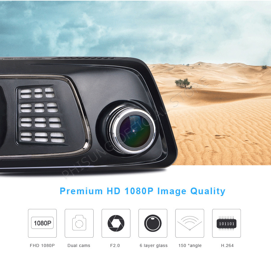 Camera hành trình Phisung V9 - Ống kính kép và tiêu chuẩn ADAS bluetooth wifi
