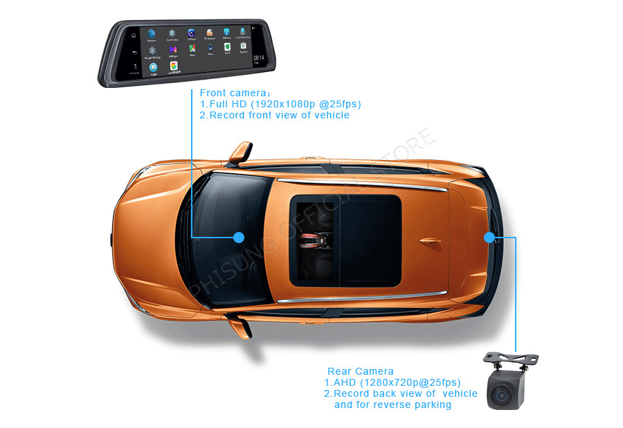 Camera hành trình Phisung V9 - Ống kính kép và tiêu chuẩn ADAS bluetooth wifi