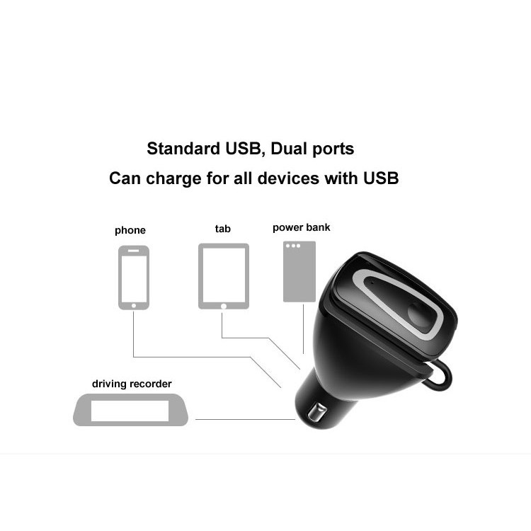 Tẩu sạc ôtô kiêm tai nghe bluetooth cho xe hơi HA-C02 giá rẻ