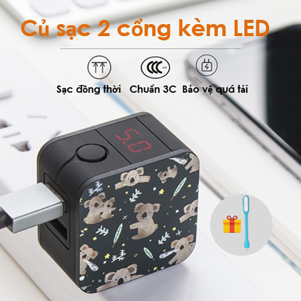 Củ sạc thông minh Maoxin 2 chính hãng - 2 cổng USB