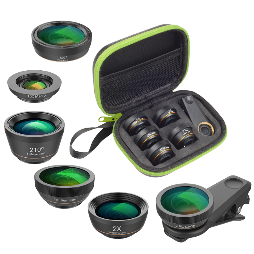 Bộ lens marco chụp cận cảnh và góc rộng - Apexel Universal 6 In 1