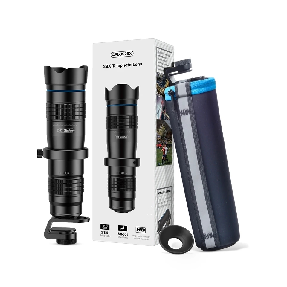 Lens telezoom cho điện thoại siêu Zoom 28x cao cấp H27 Apexel
