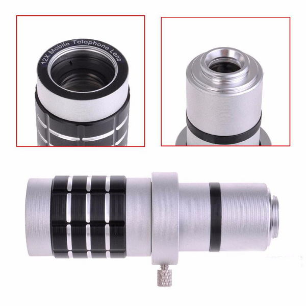 Ống kính zoom tele 12x hỗ trợ xóa phông cho điện thoại H5 - Có Tripod