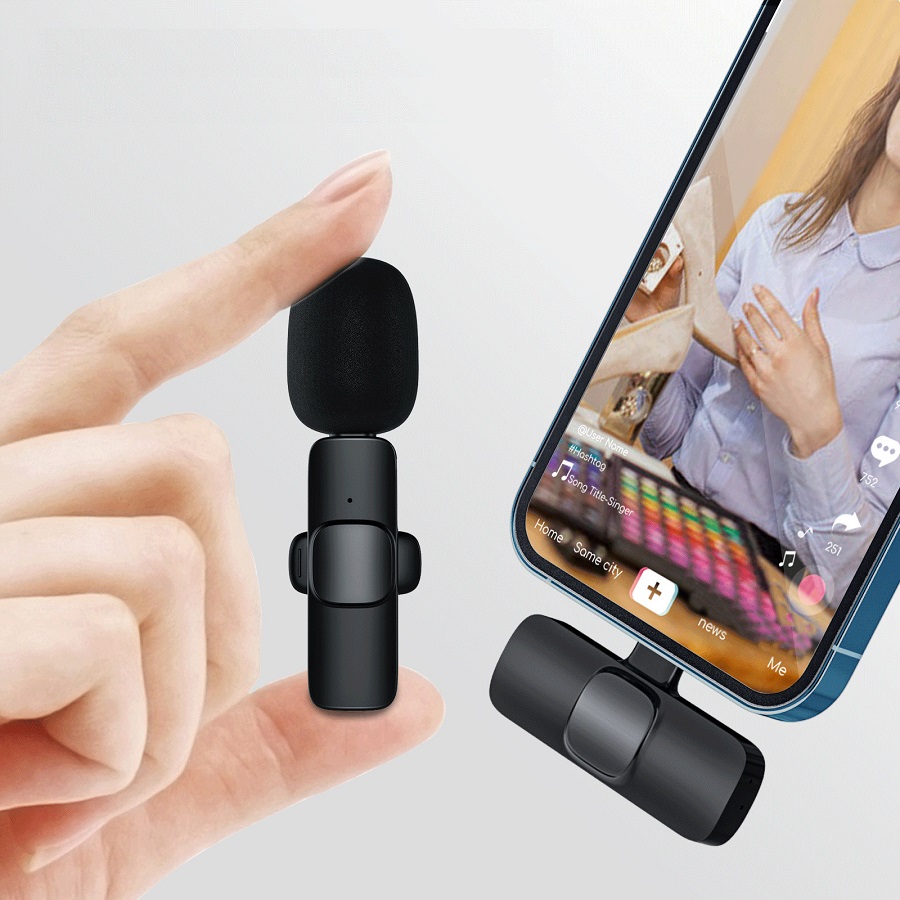 Micro cài áo không dây K9 dùng cho điện thoại Android và Iphone thu âm lọc tiếng ồn tốt