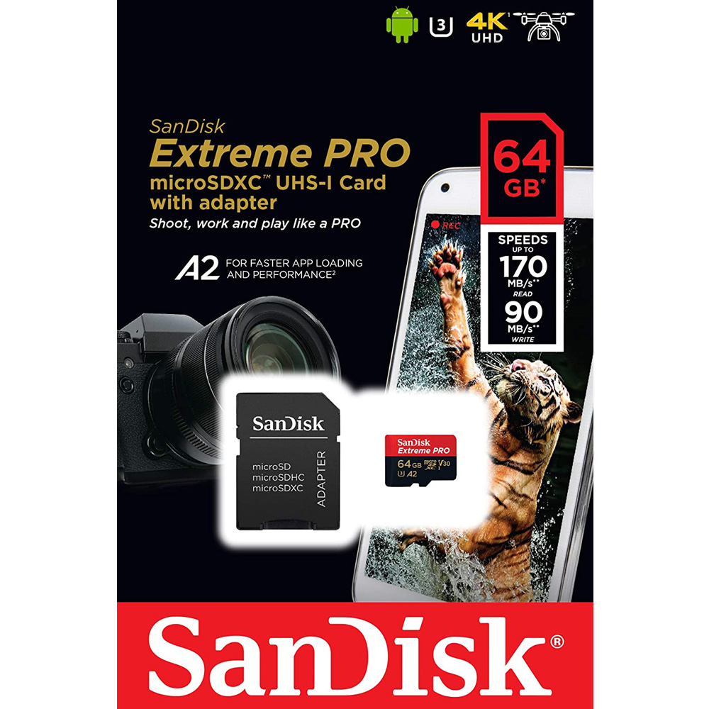 Thẻ nhớ Micro SDHC Extreme Pro 64GB Quay Phim 4K Cho Flycam Camera hành trình